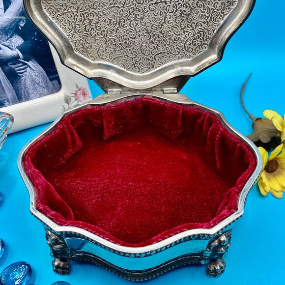 SOLD***Jewelry Box, trinket box, vintage silver-plated Dieu Et Mon Droit - Picture 7 of 14